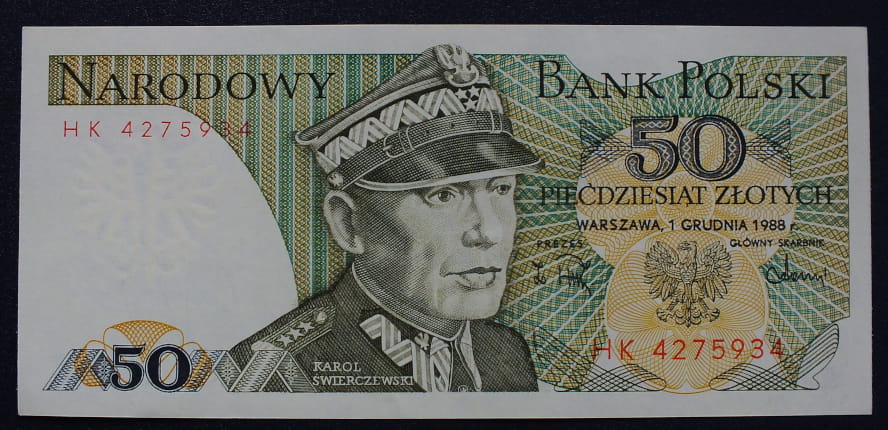 50 zł Karol ŚWIERCZEWSKI 1988 UNC