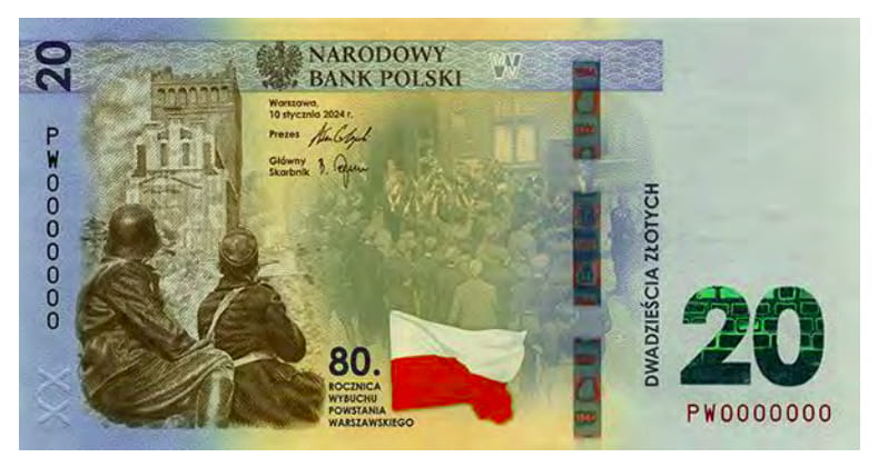 Banknot 20 zł 80. rocznica wybuchu Powstania Warszawskiego