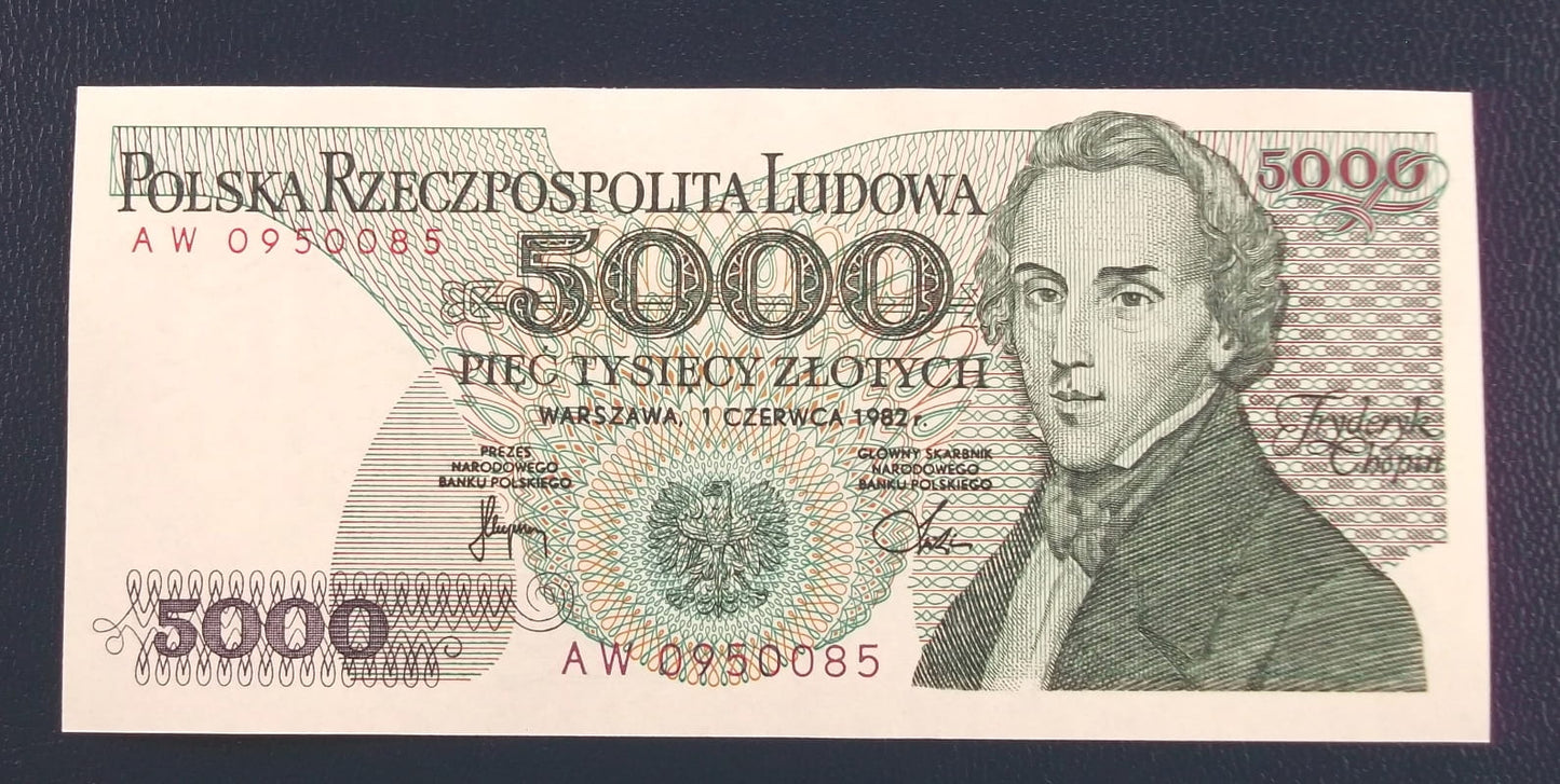 5000 zł Fryderyk CHOPIN 1982 UNC