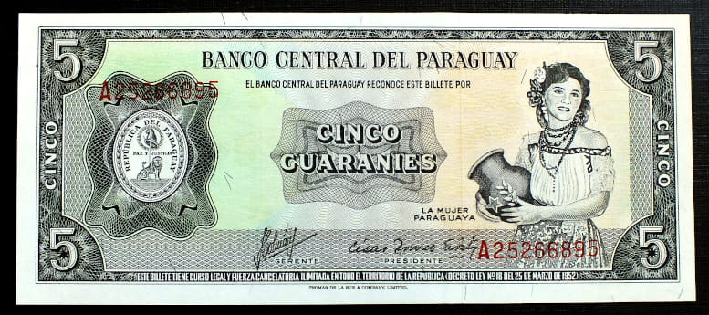 5 Guaranies - Paragwaj 1952 r.