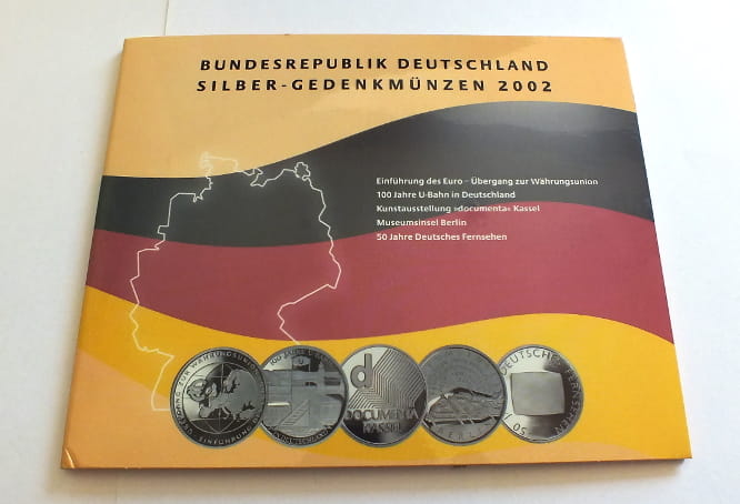 5 x 10 euro Proof Silber Gedenkmunzen 2002 Proof