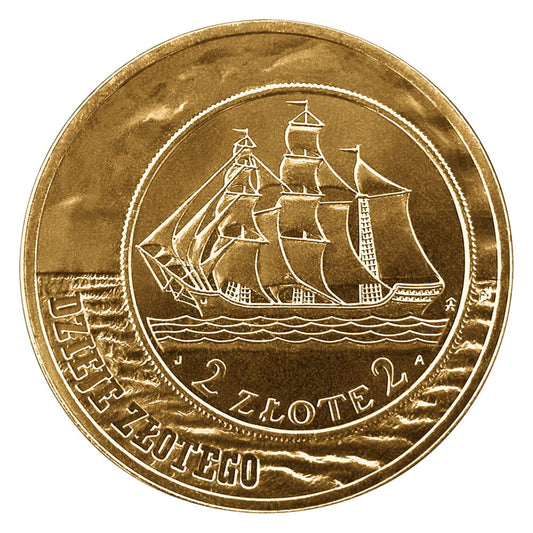 2 zł Dzieje złotego: Żaglowiec (2 zł i 5 zł z 1936 r.)