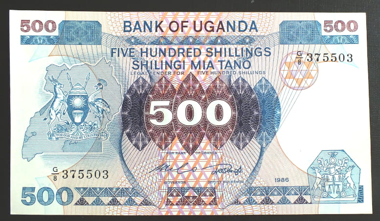 500 Szylingów - Uganda 1986 r.