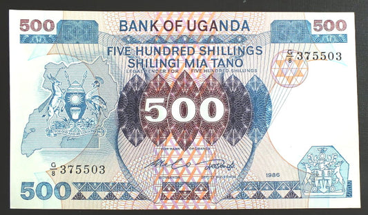 500 Szylingów - Uganda 1986 r.