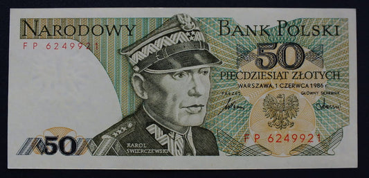 50 zł Karol ŚWIERCZEWSKI 1986 UNC