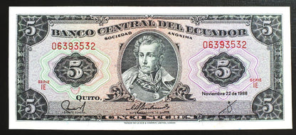 5 Sucres - Ekwador 1988 r.