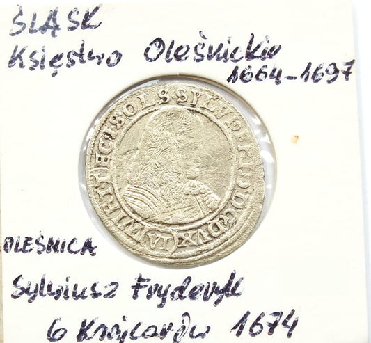 6 Krajcarów Śląsk Sylwiusz Fryderyk OLEŚNICA 1674