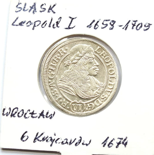 6 Krajcarów Śląsk Leopold I 1674 - UNC