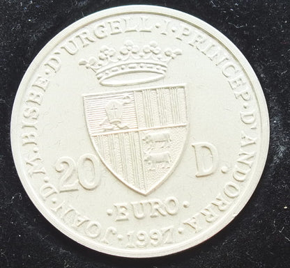 20 diners ANDORA nakład 5.000 Ag 25 g .925 Au 1,6 .917