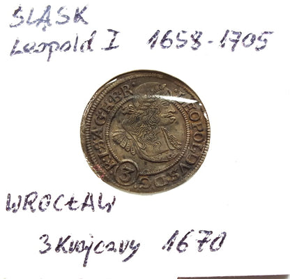 3 Krajcary Śląsk Leopold I 1670 st.1