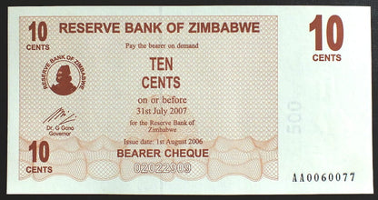 10 Cents - Zimbabwe 2007 r.