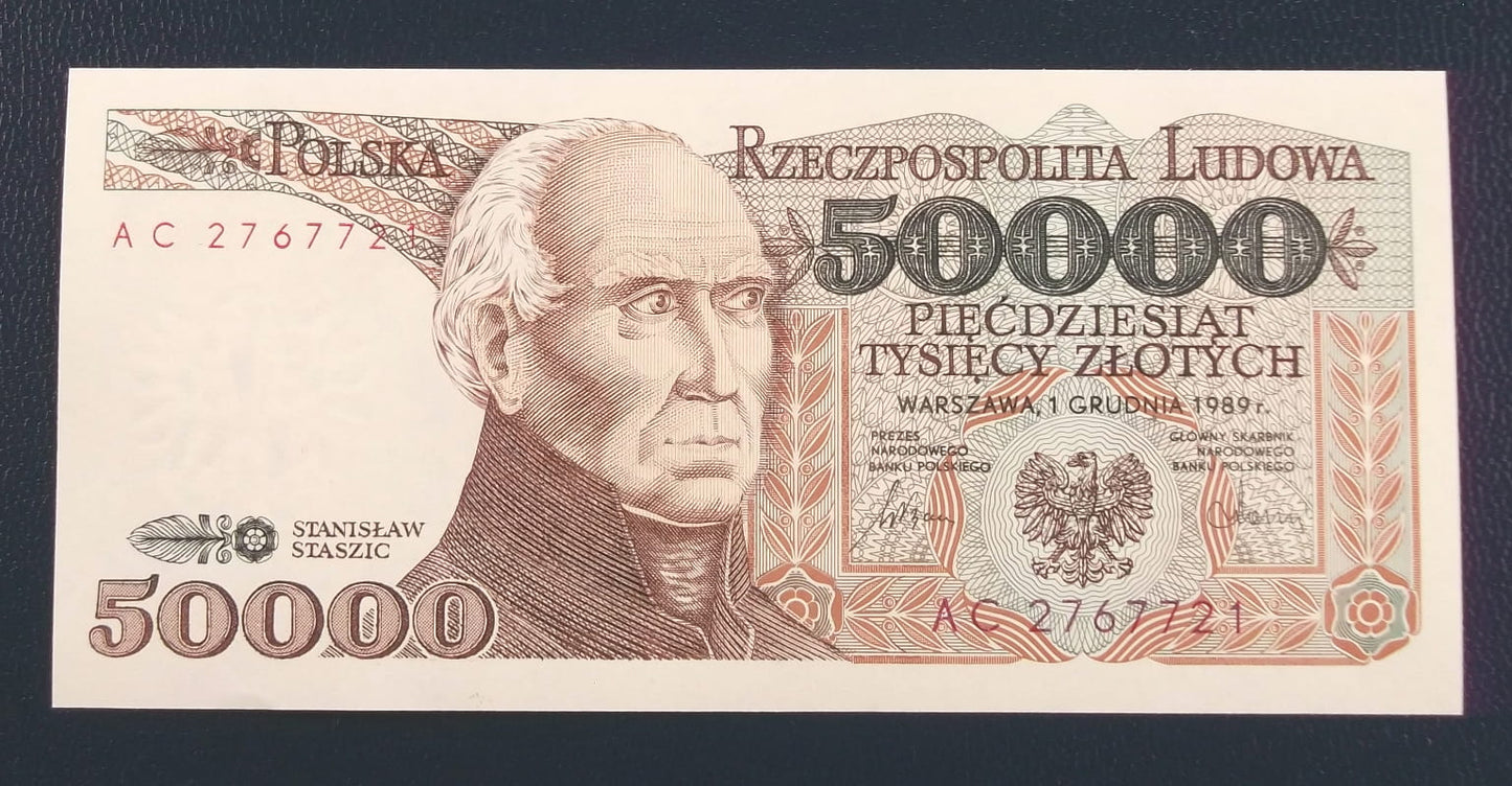 50000 zł Stanisław STASZIC 1989 UNC