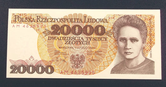 20000 zł Maria SKŁODOWSKA-CURIE 1989 UNC