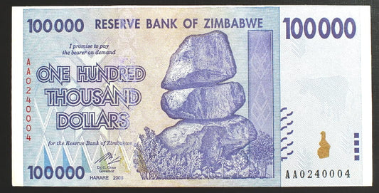 100 000 Dollars - Zimbabwe 2008 r.