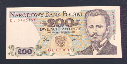 200 zł Jarosław DĄBROWSKI 1986 UNC