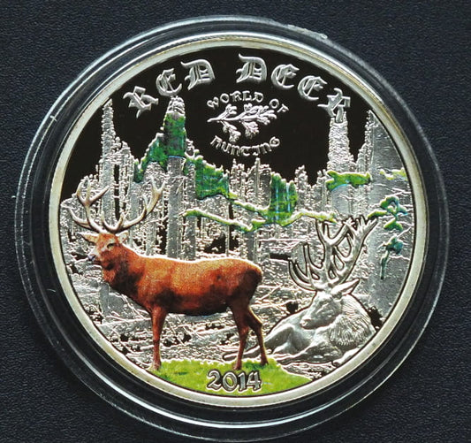 2 dolary Jeleń - Red Deer  - 1/2 OZ Cook Islands 2014 r.