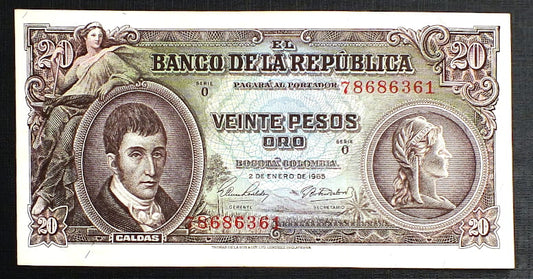 20 Pesos Oro - Kolumbia 1965 r.