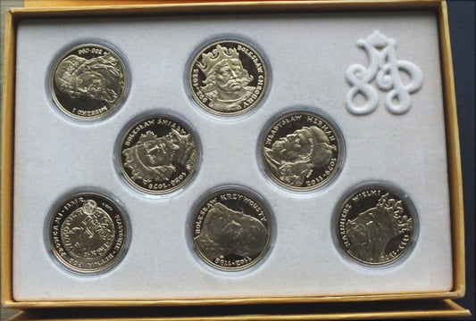 Numizmaty Kolekcja Królewska 7 x Piastowie, Srebro Ag925