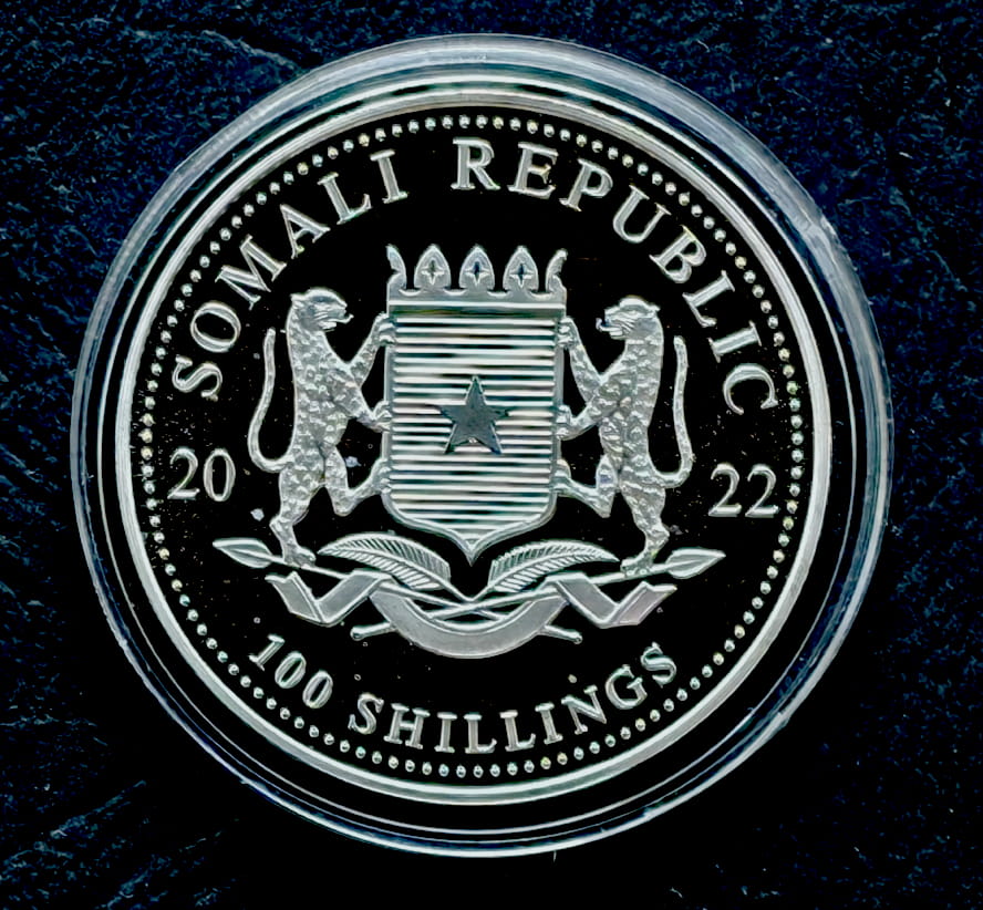 Somalia100 szylingów  African Wildlife - Leopard (1 OZ Ag) - 2022 r.  (1)