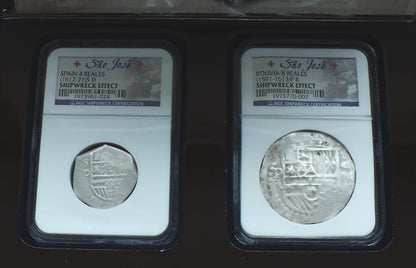 Sao Jose Shipwreck Spain 4 reales (1612-21) Bolivia 8 reales (1591-1631)