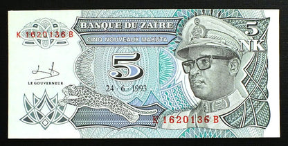5 Nouveaux Makuta - Zair 1993 r.
