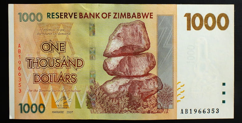 1000 Dollars - Zimbabwe 2007 r.