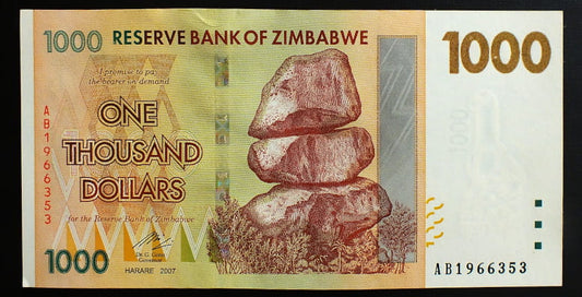 1000 Dollars - Zimbabwe 2007 r.