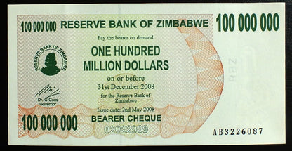 100 000 000 Dollars - Zimbabwe